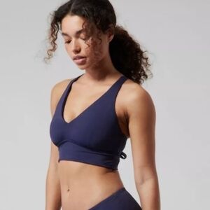 Athleta Dress Blue Longline Plunge Bikini Top XS